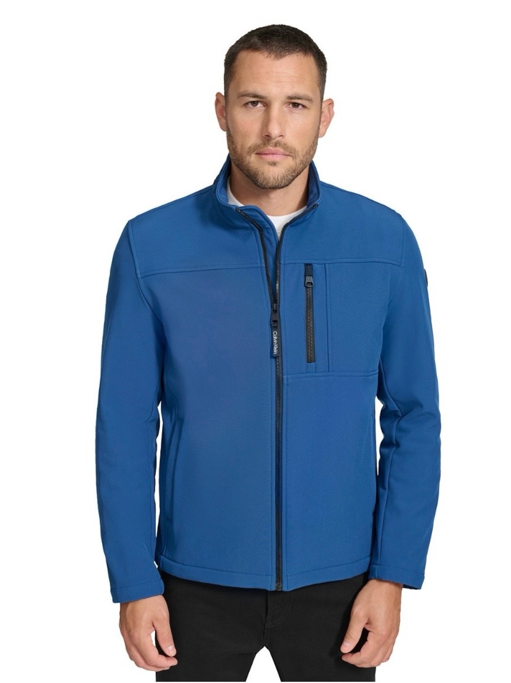 Calvin Klein Men's Infinite Stretch Soft Shell Jacket Blue Edge Water Resistant